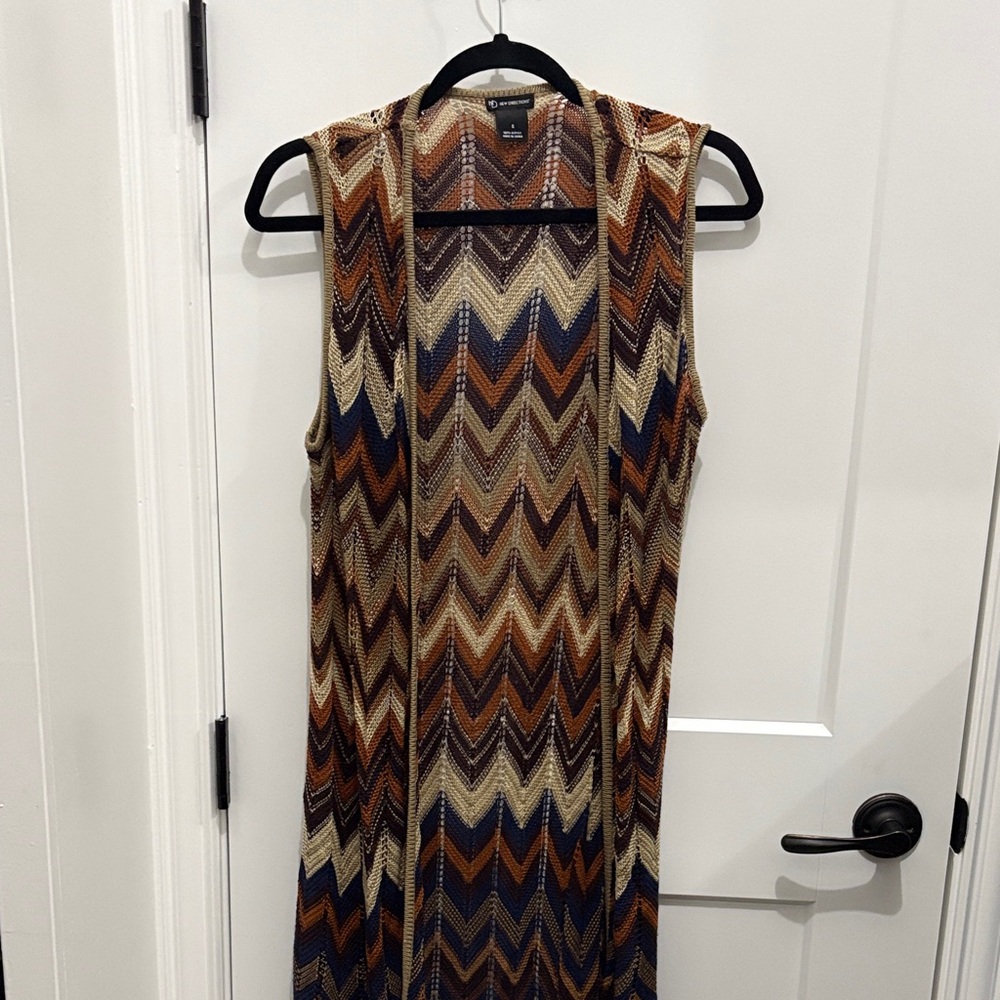 Chevron Pattern Sleeveless Duster